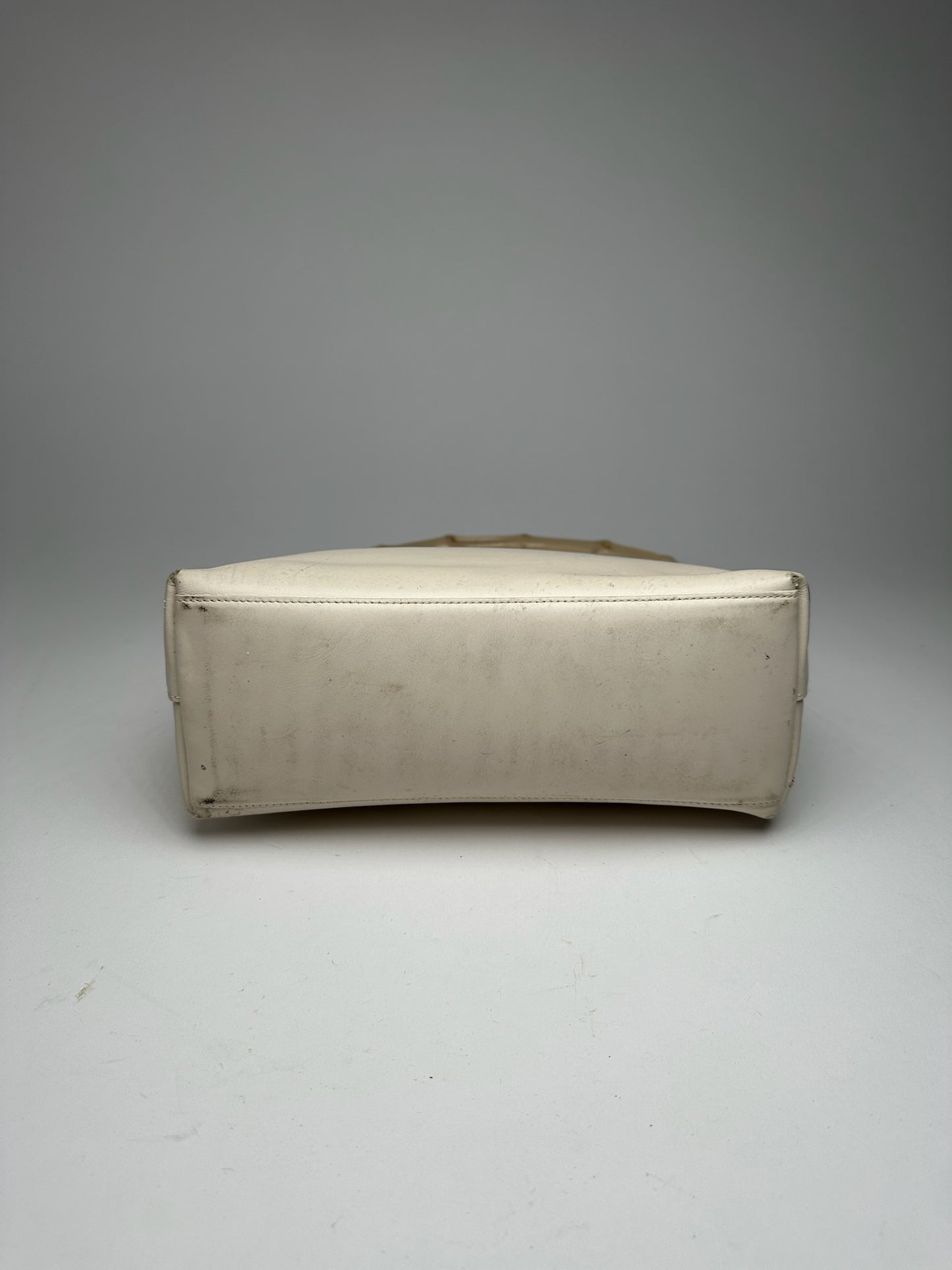 Vintage Gucci bamboo leather bag white
