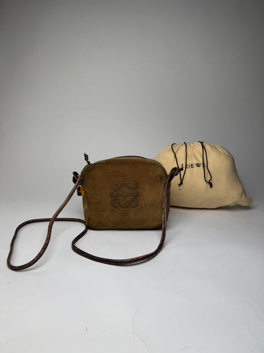 Vintage Loewe Crossbody Leather Bag Brown