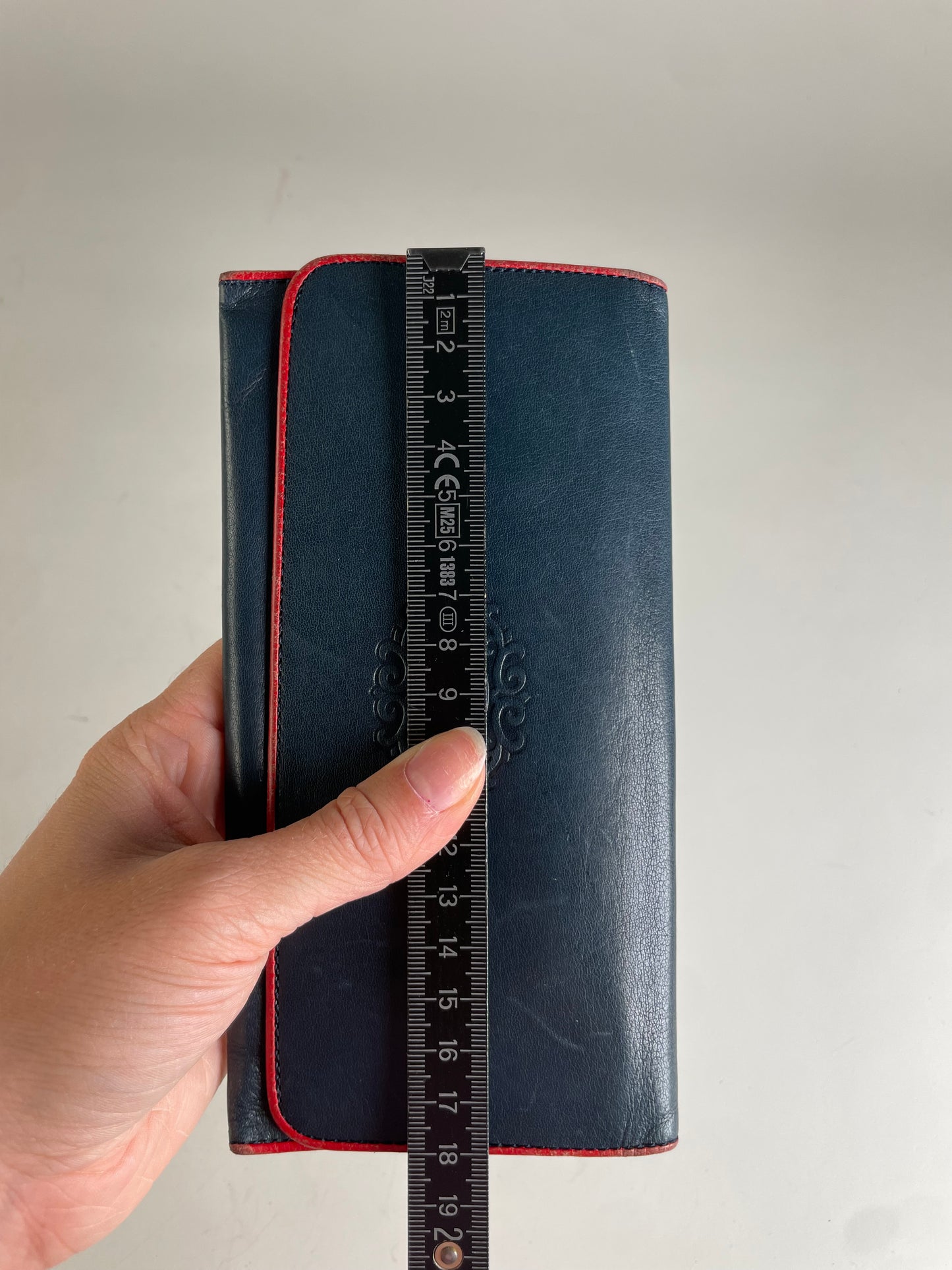 Vintage Chloe Leather Wallet Navy Red Gold-tone