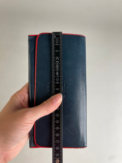 Vintage Chloe Leather Wallet Navy Red Gold-tone