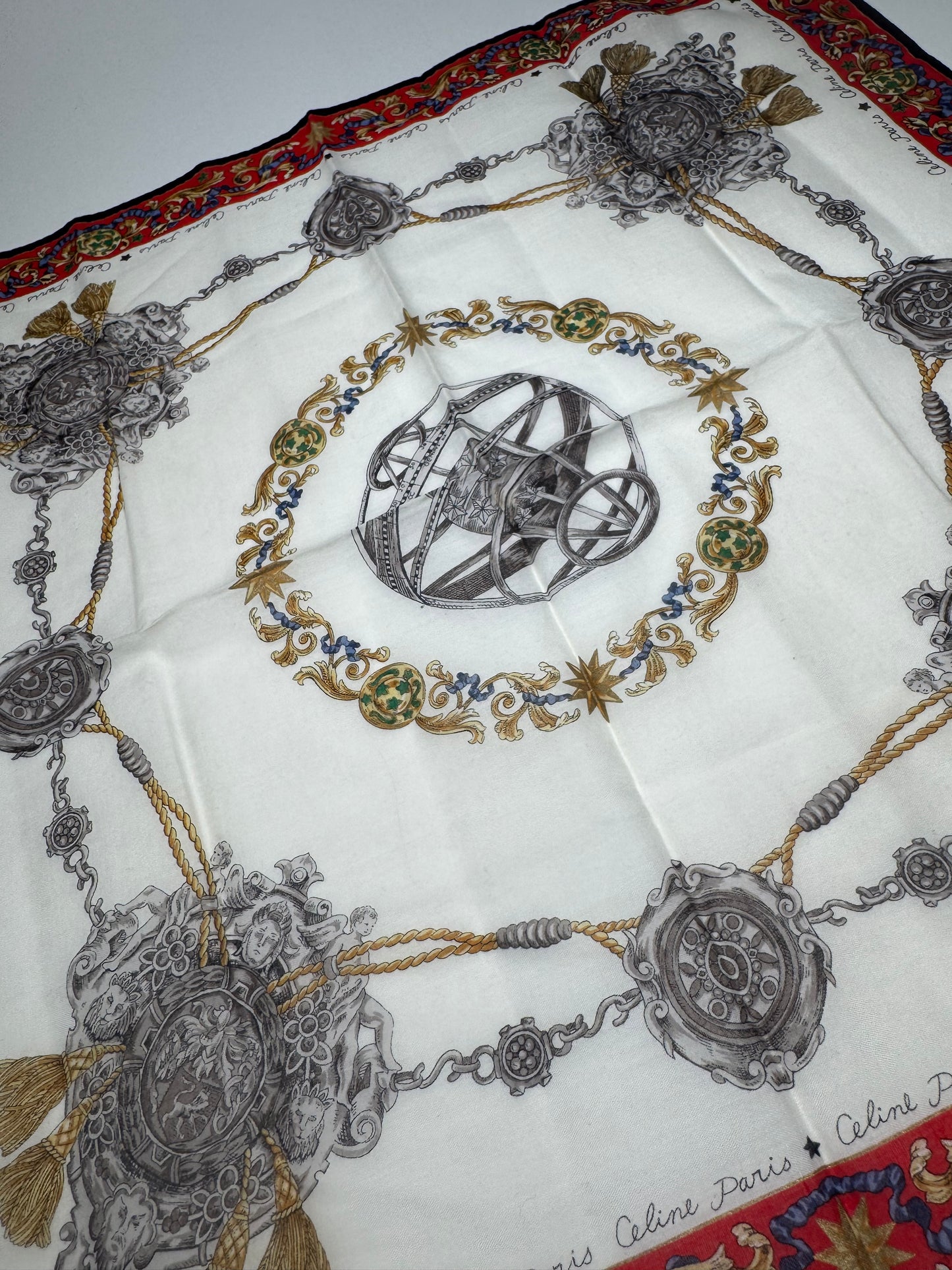 Vintage Celine Paris Cloth red white