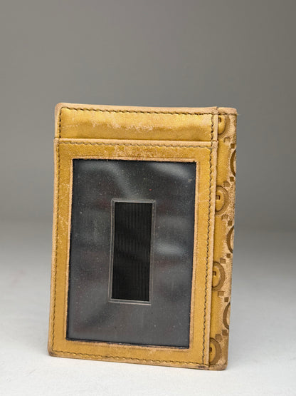 Vintage Gucci Monogram Leather Card Holder Gold