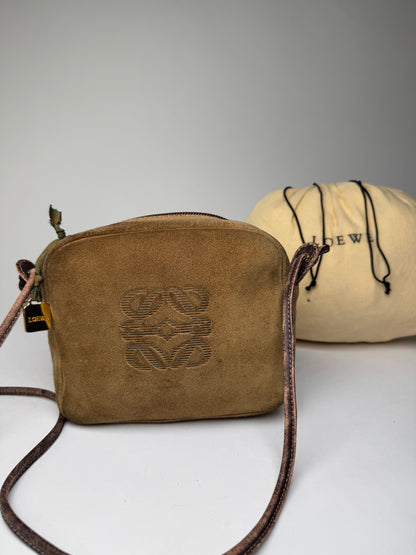 Vintage Loewe Crossbody Leather Bag Brown