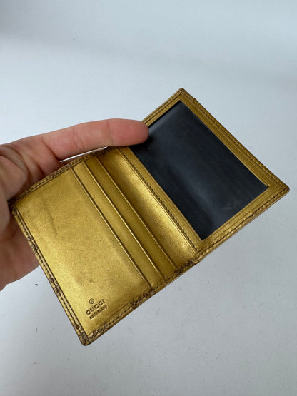Vintage Gucci Monogram Leather Card Holder Gold