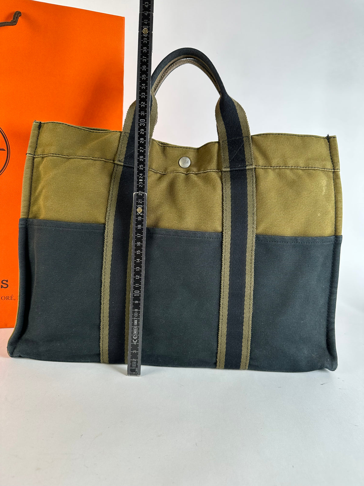 Vintage Hermès Troca Canvas Tote Late 1990s Olive Black