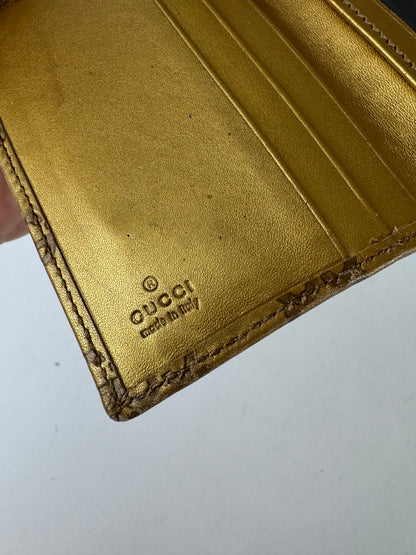 Vintage Gucci Monogram Leather Card Holder Gold