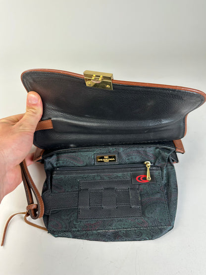 Vintage Balenciaga Pebbled Leather Shoulder Bag Black Brown