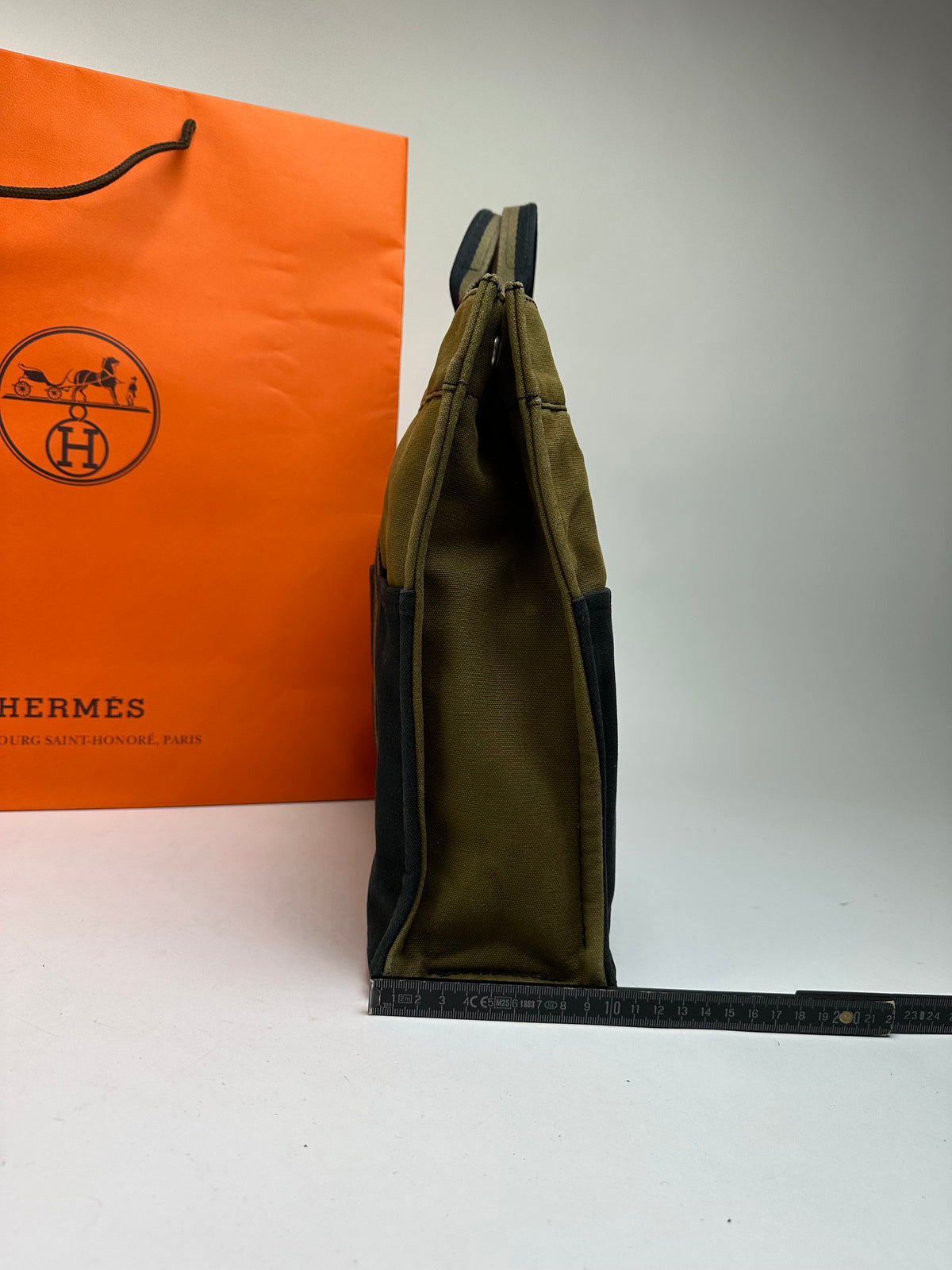 Vintage Hermès Troca Canvas Tote Late 1990s Olive Black