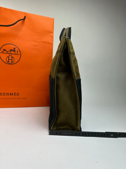Vintage Hermès Troca Canvas Tote Late 1990s Olive Black