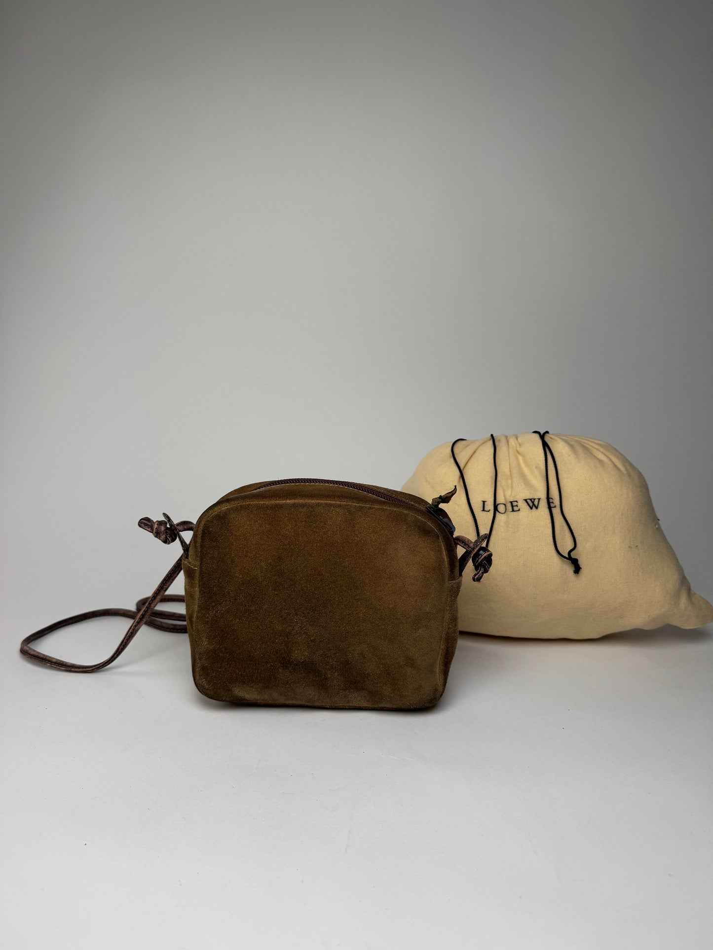 Vintage Loewe Crossbody Leather Bag Brown