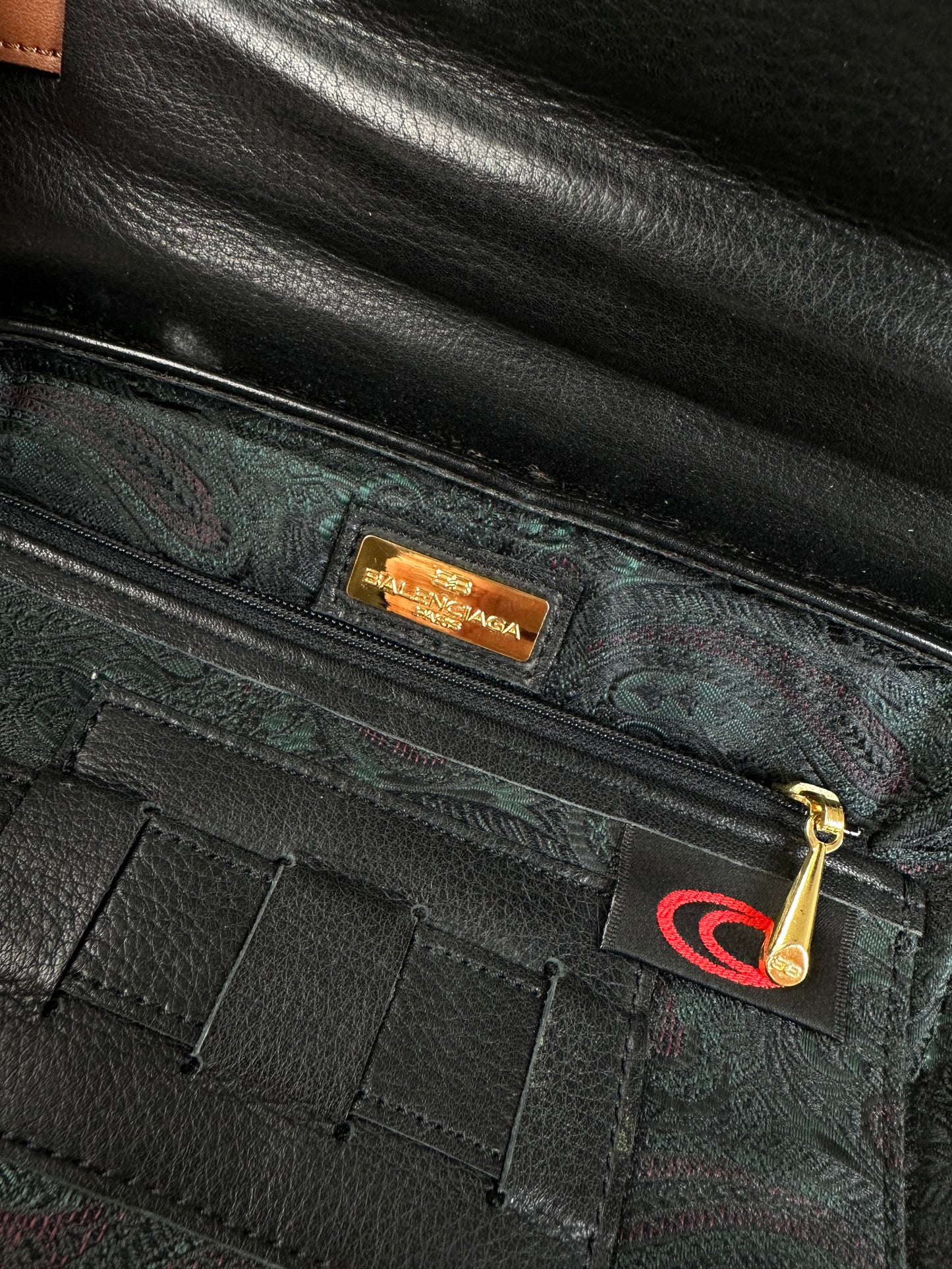 Vintage Balenciaga Pebbled Leather Shoulder Bag Black Brown