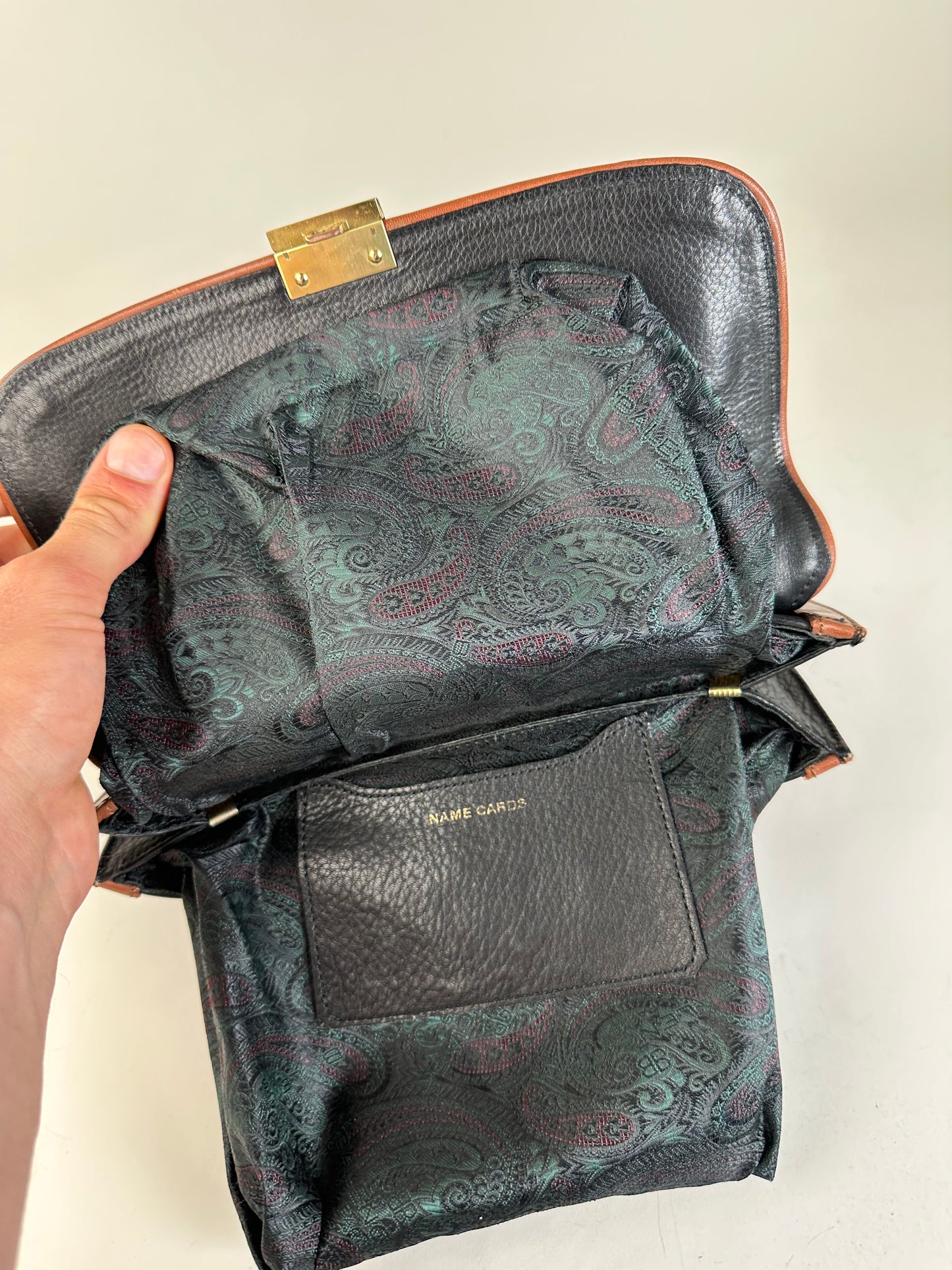 Vintage Balenciaga Pebbled Leather Shoulder Bag Black Brown