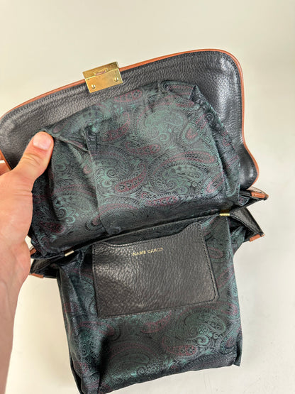 Vintage Balenciaga Pebbled Leather Shoulder Bag Black Brown