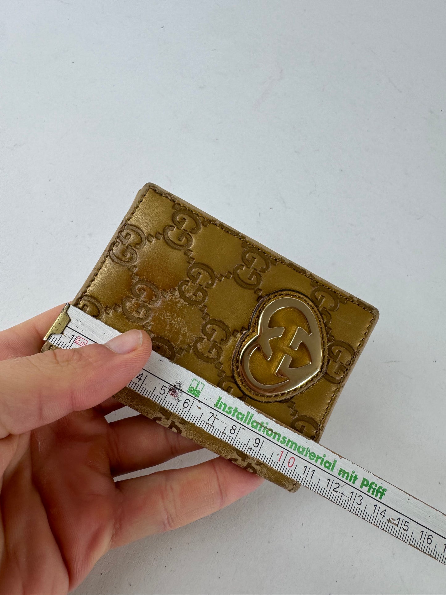 Vintage Gucci Monogram Leather Card Holder Gold