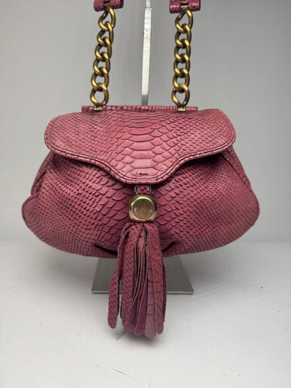Vintage Giorgio Armani Snake Emblossed Leather Handbag Purple