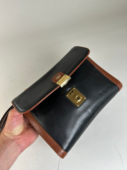 Vintage Balenciaga Pebbled Leather Shoulder Bag Black Brown