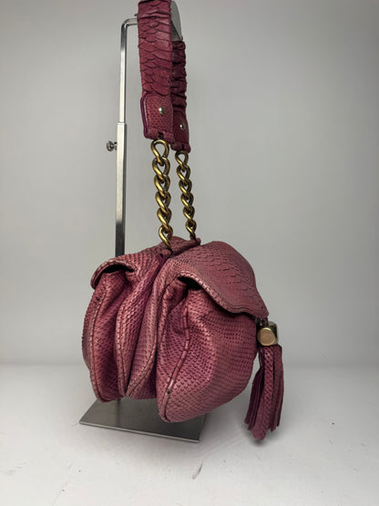 Vintage Giorgio Armani Snake Emblossed Leather Handbag Purple