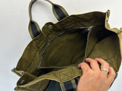 Vintage Hermès Troca Canvas Tote Late 1990s Olive Black