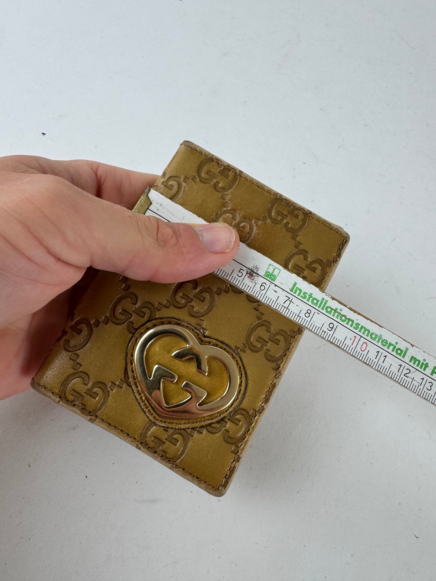 Vintage Gucci Monogram Leather Card Holder Gold
