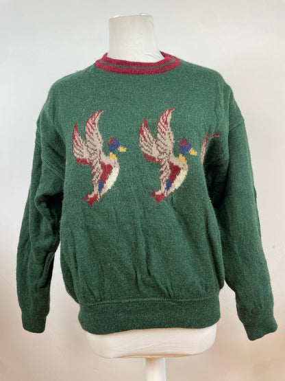 Vintage Salvatore Ferragamo Duck Sweater Wool M Green