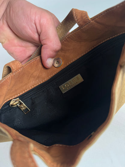 Vintage Loewe Madrid Anagram Canvas shopper bag gold brown