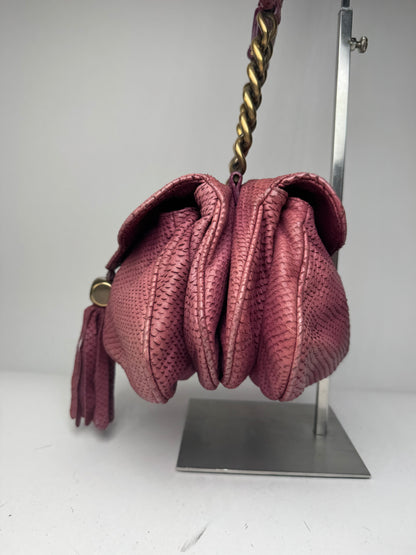 Vintage Giorgio Armani Snake Emblossed Leather Handbag Purple