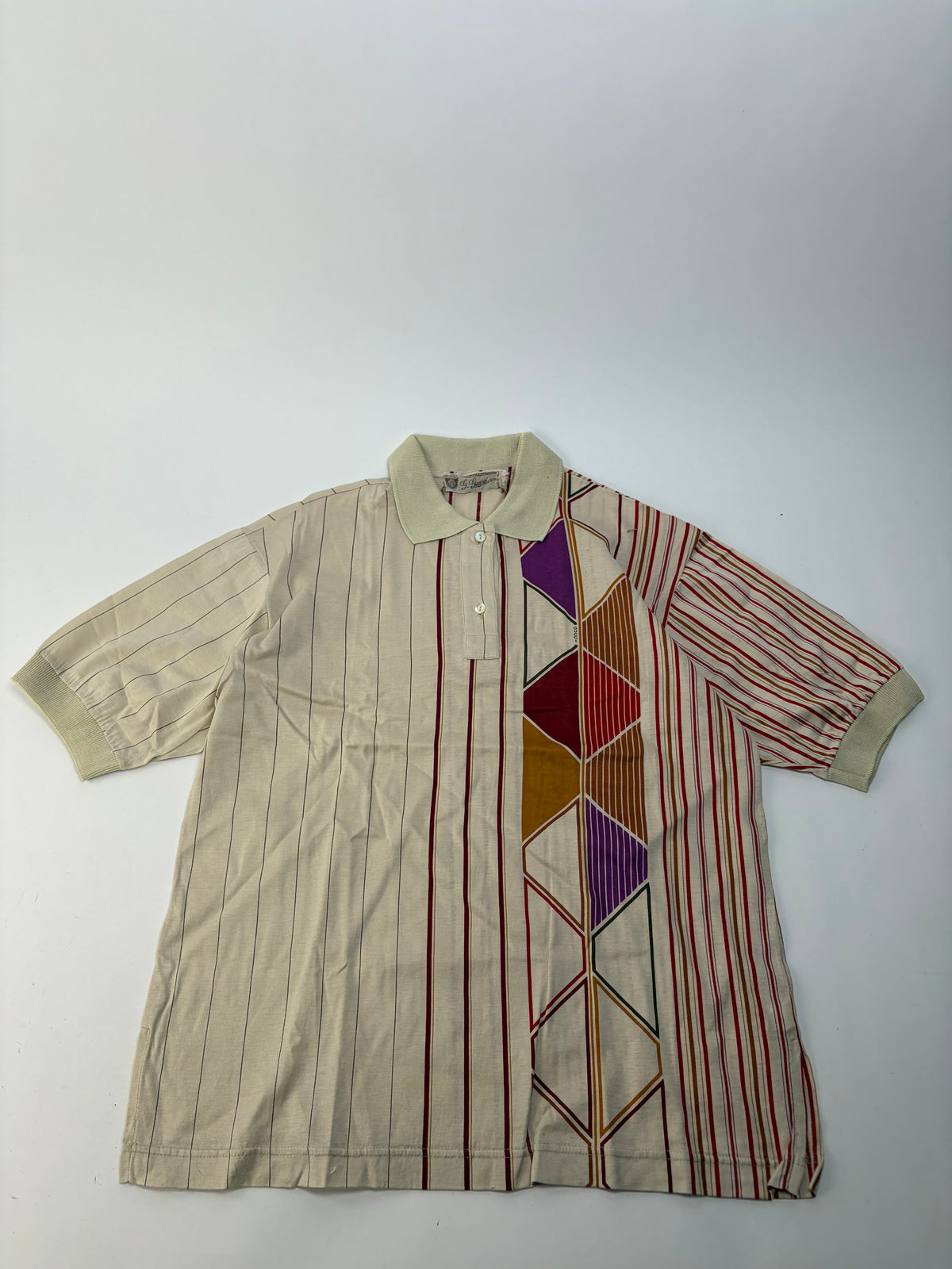 Vintage Gucci Men's Short Sleeve Polo Shirt Cream Burgundy M