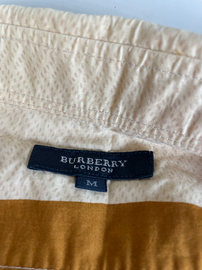 Vintage Burberry Cotton Shirt Cream Mustard Brown M
