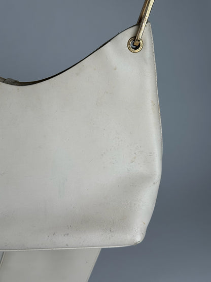 Vintage Gucci bamboo leather bag white