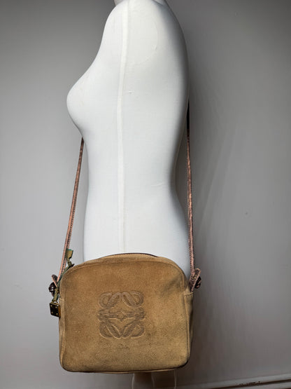 Vintage Loewe Crossbody Leather Bag Brown