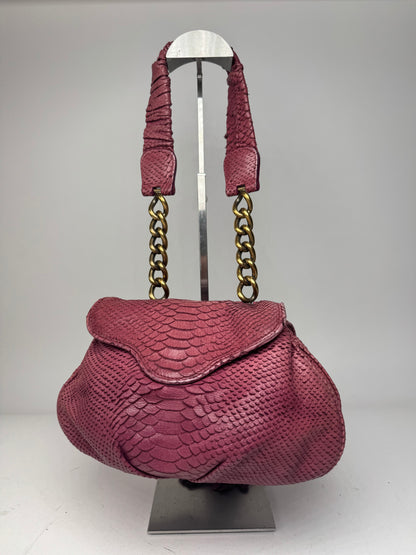 Vintage Giorgio Armani Snake Emblossed Leather Handbag Purple