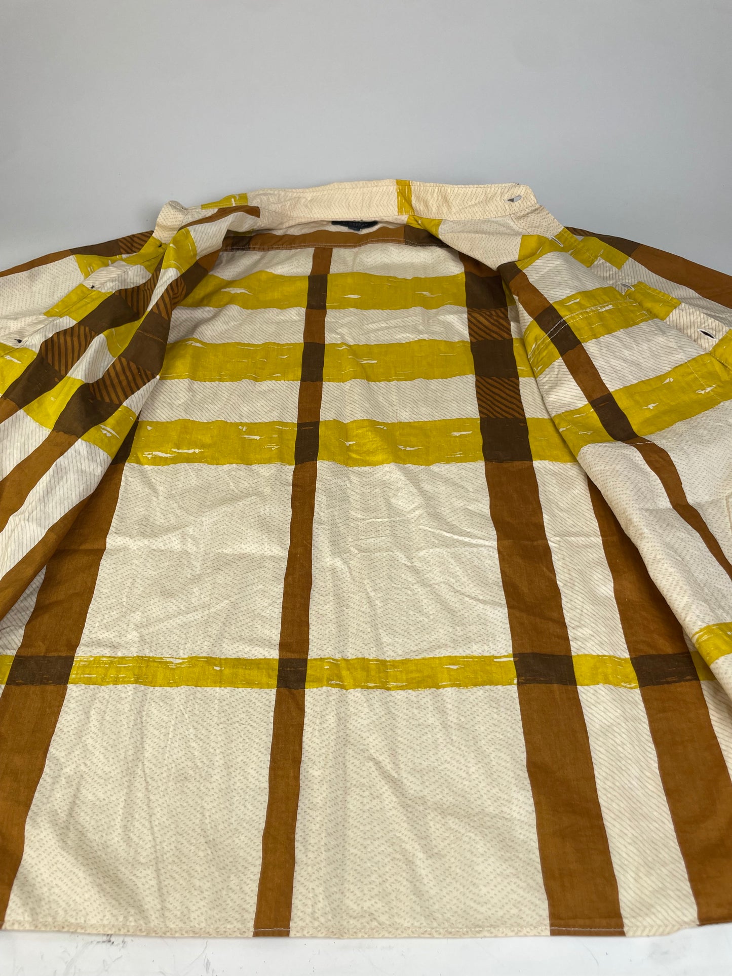 Vintage Burberry Cotton Shirt Cream Mustard Brown M
