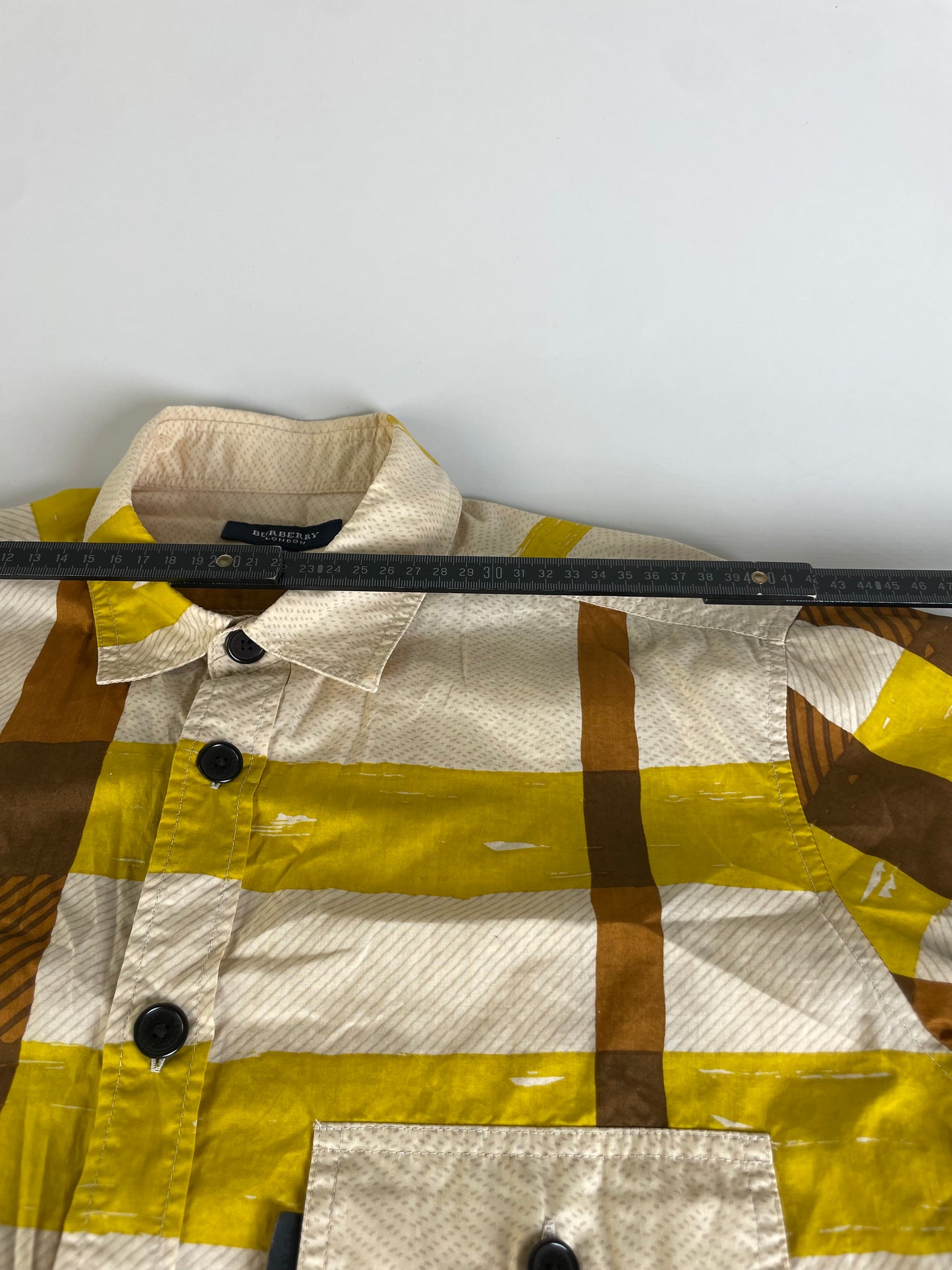 Vintage Burberry Cotton Shirt Cream Mustard Brown M