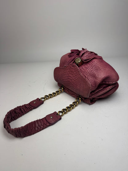 Vintage Giorgio Armani Snake Emblossed Leather Handbag Purple