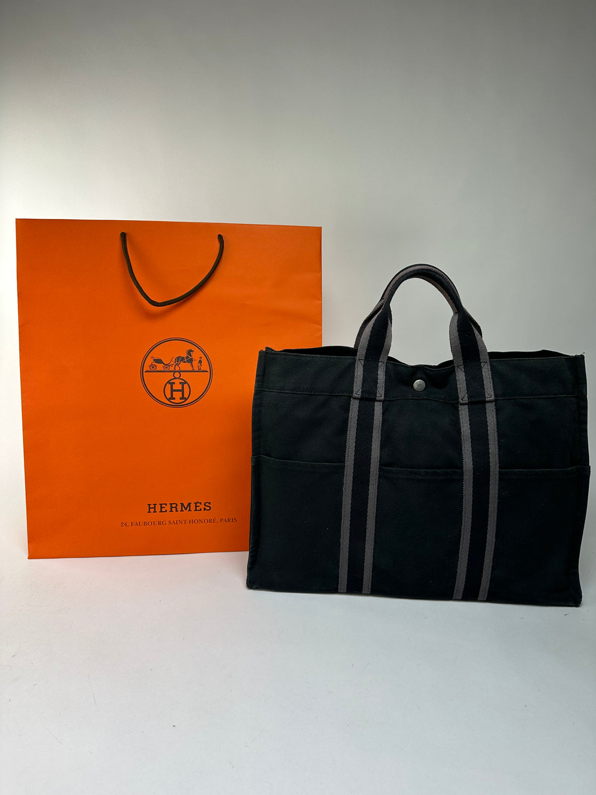 Vintage Hermès Canvas Tote Bag Late 1990s Black