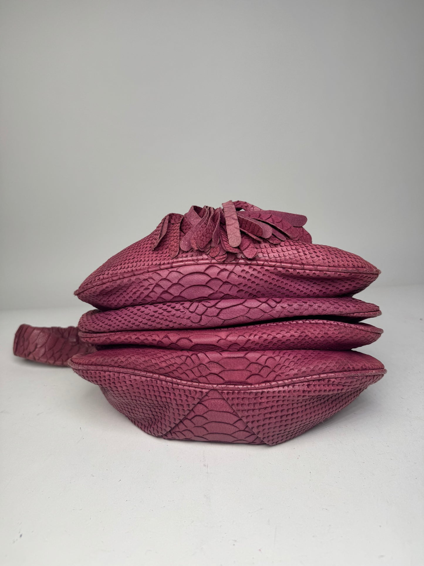 Vintage Giorgio Armani Snake Emblossed Leather Handbag Purple