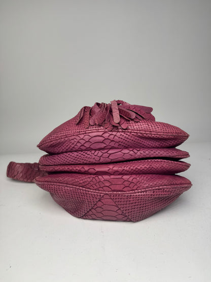 Vintage Giorgio Armani Snake Emblossed Leather Handbag Purple