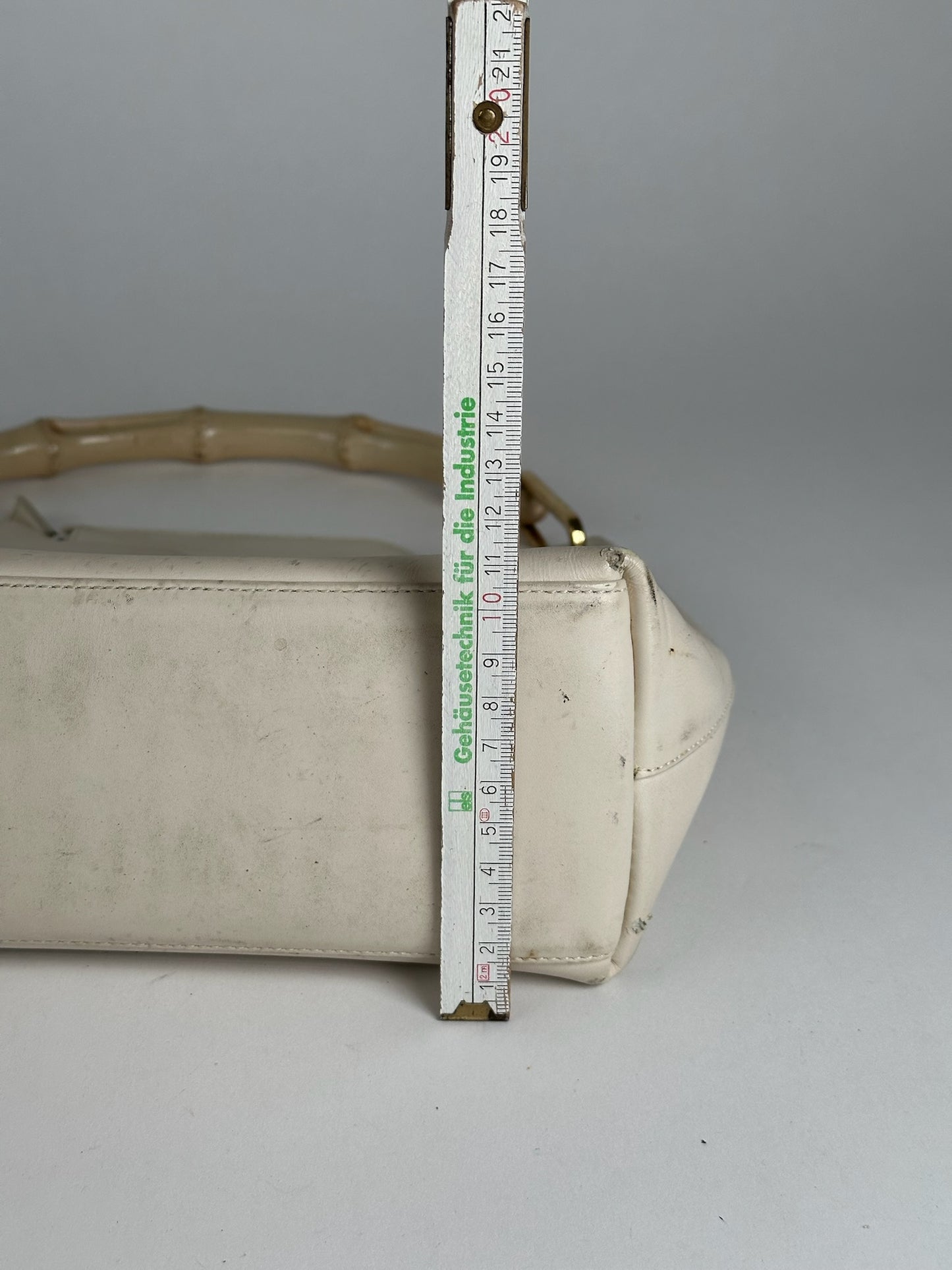Vintage Gucci bamboo leather bag white