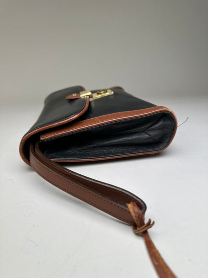 Vintage Balenciaga Pebbled Leather Shoulder Bag Black Brown