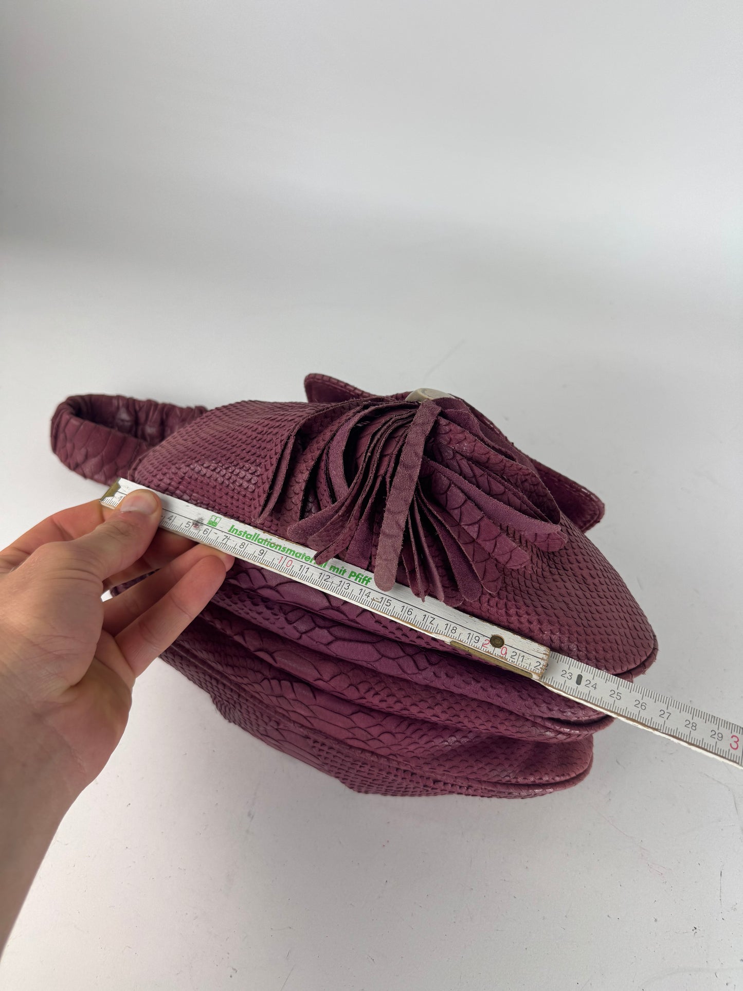 Vintage Giorgio Armani Snake Emblossed Leather Handbag Purple