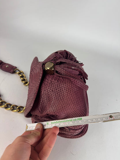 Vintage Giorgio Armani Snake Emblossed Leather Handbag Purple