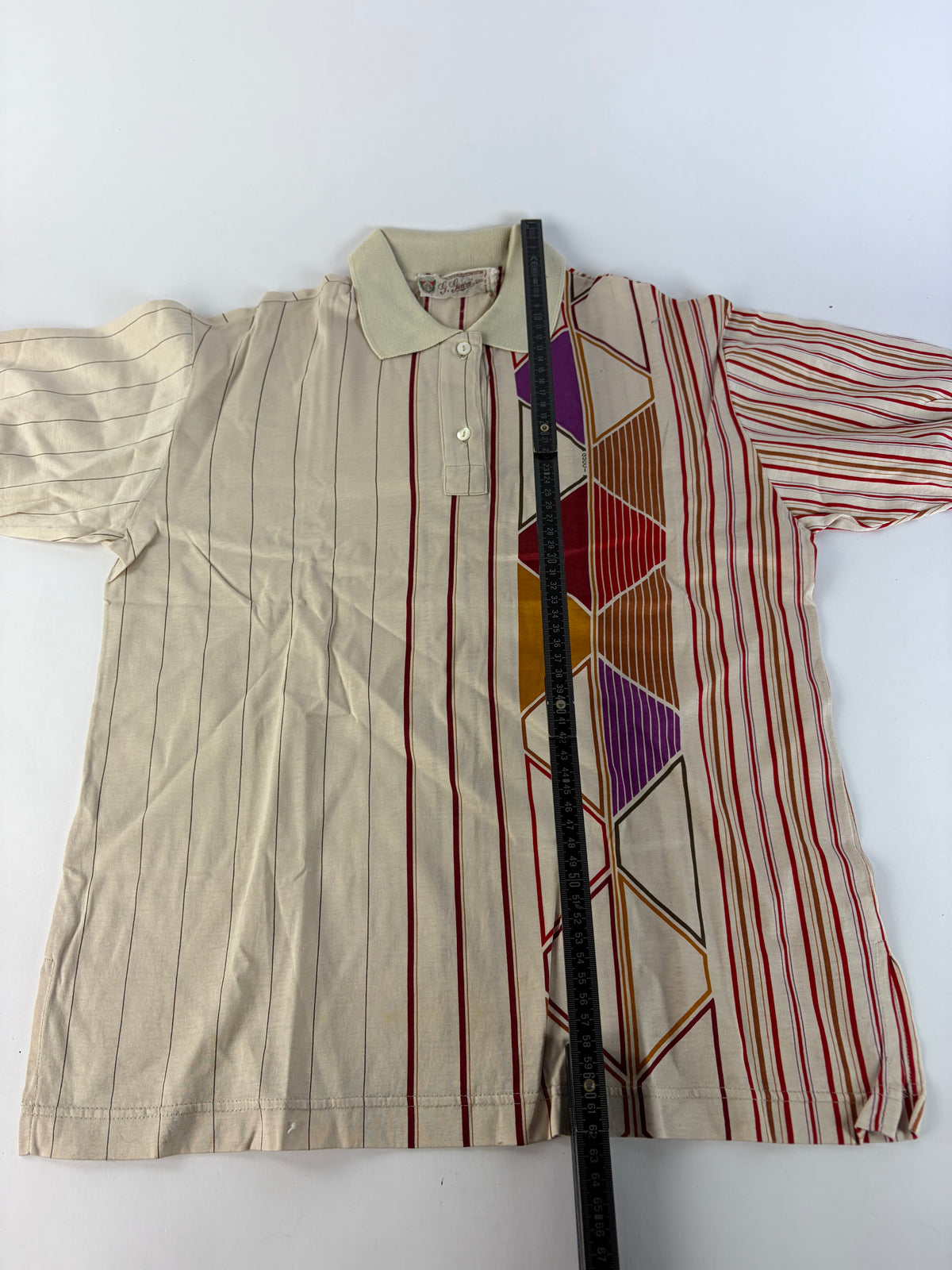 Vintage Gucci Men's Short Sleeve Polo Shirt Cream Burgundy M