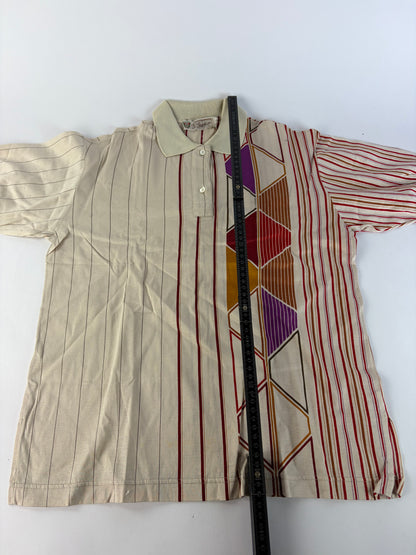 Vintage Gucci Men's Short Sleeve Polo Shirt Cream Burgundy M