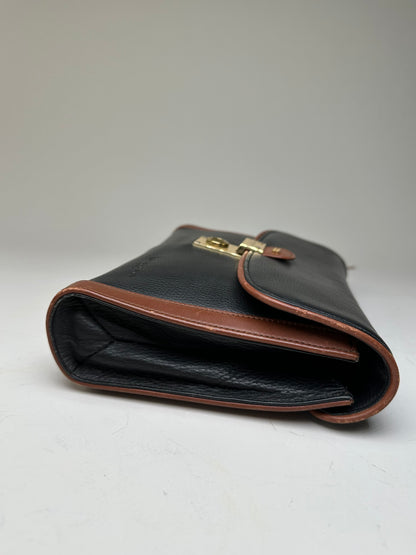 Vintage Balenciaga Pebbled Leather Shoulder Bag Black Brown