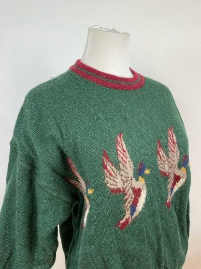 Vintage Salvatore Ferragamo Duck Sweater Wool M Green