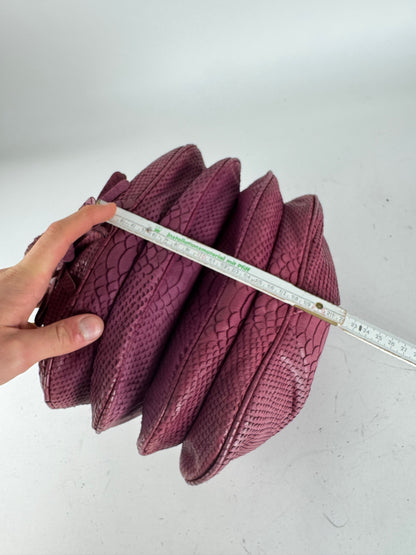 Vintage Giorgio Armani Snake Emblossed Leather Handbag Purple