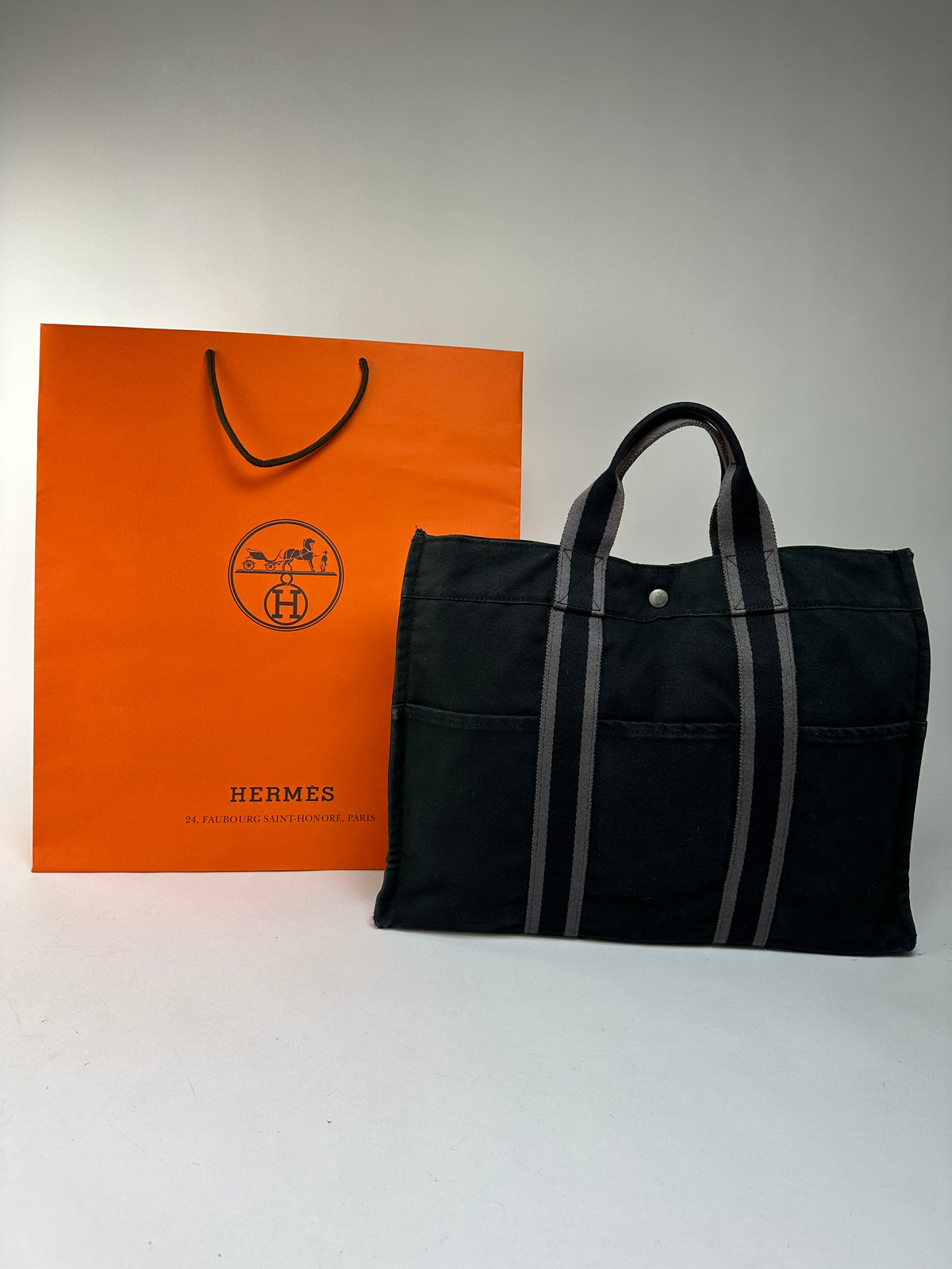 Vintage Hermès Canvas Tote Bag Late 1990s Black