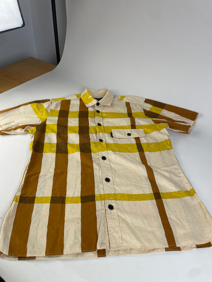 Vintage Burberry Cotton Shirt Cream Mustard Brown M