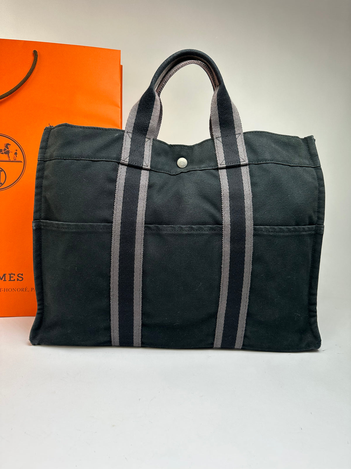 Vintage Hermès Canvas Tote Bag Late 1990s Black