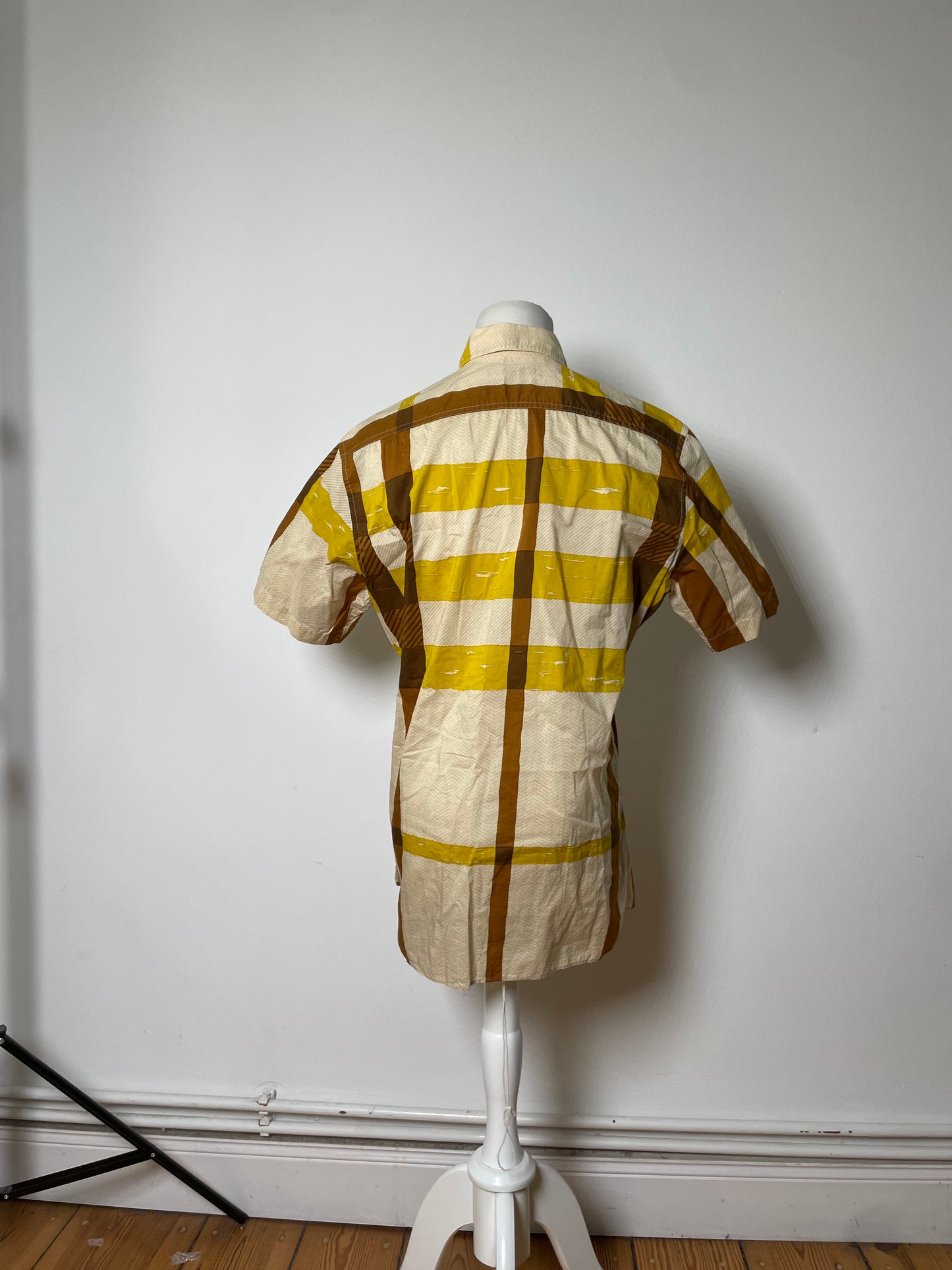 Vintage Burberry Cotton Shirt Cream Mustard Brown M